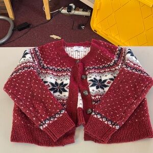 Old Navy Red and White Patterned Cardigan